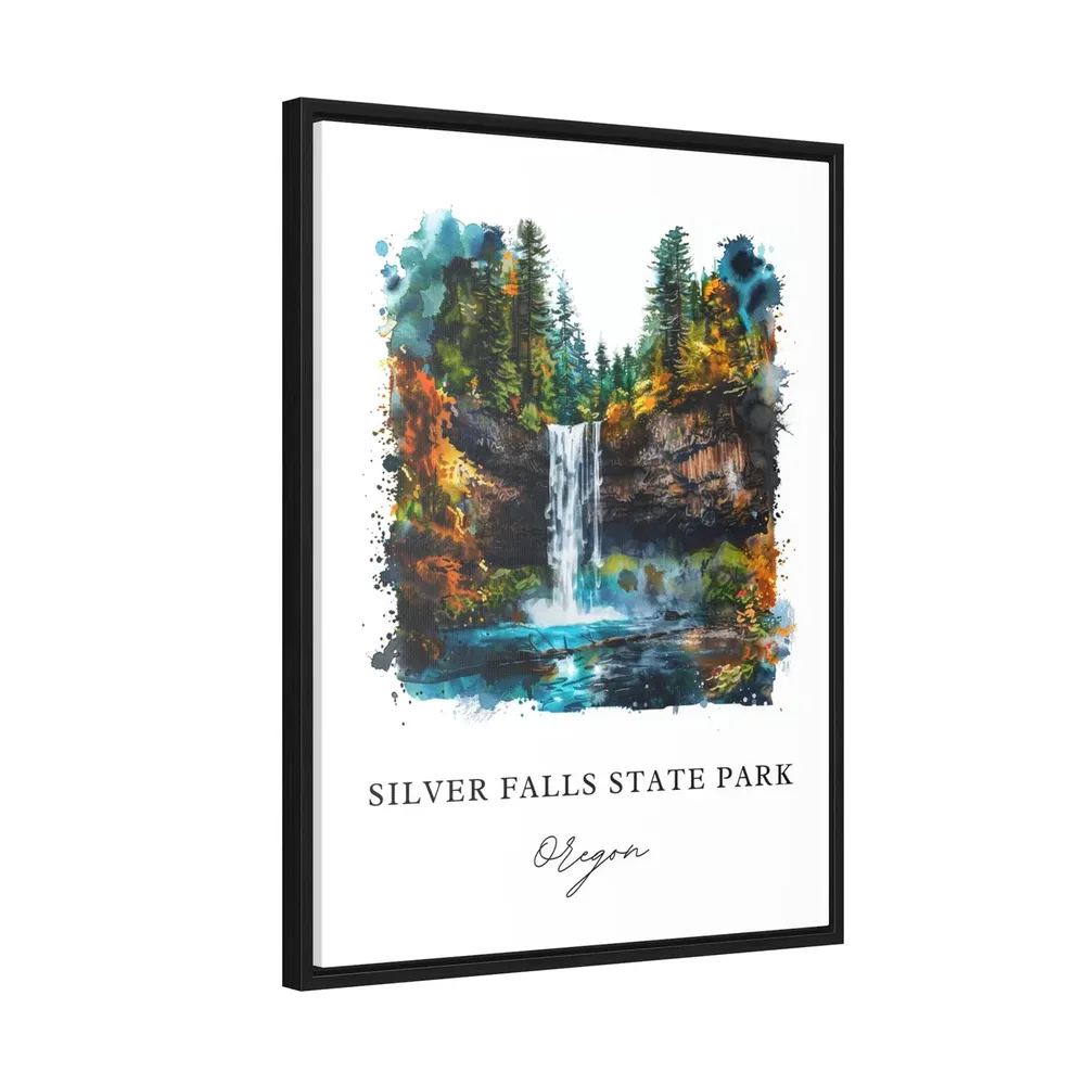 Silver Falls State Park Watercolor Travel Poster - Image 2
