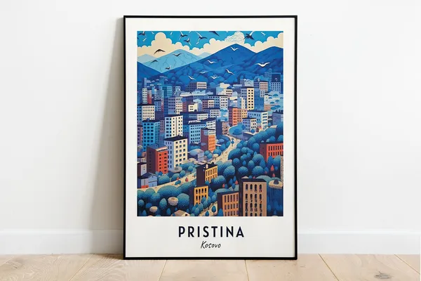 National Library Of Kosovo Travel Poster, Pristina