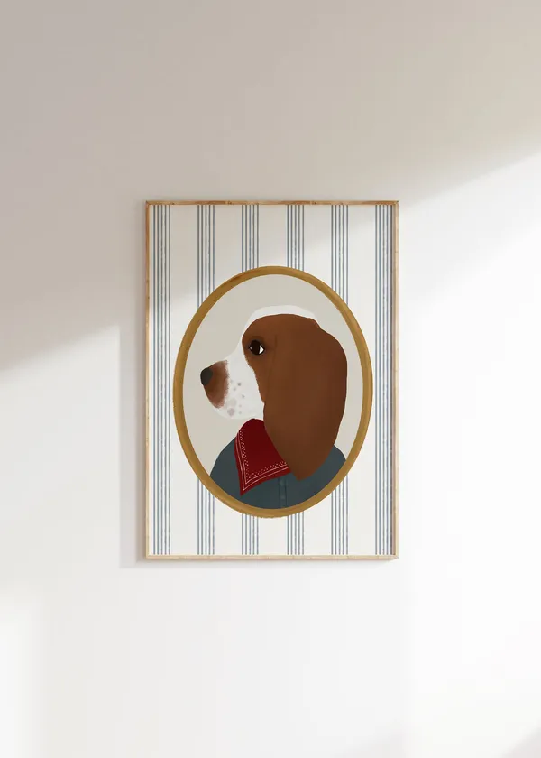 Basset Hound Vintage Aesthetic Nursery Art Print