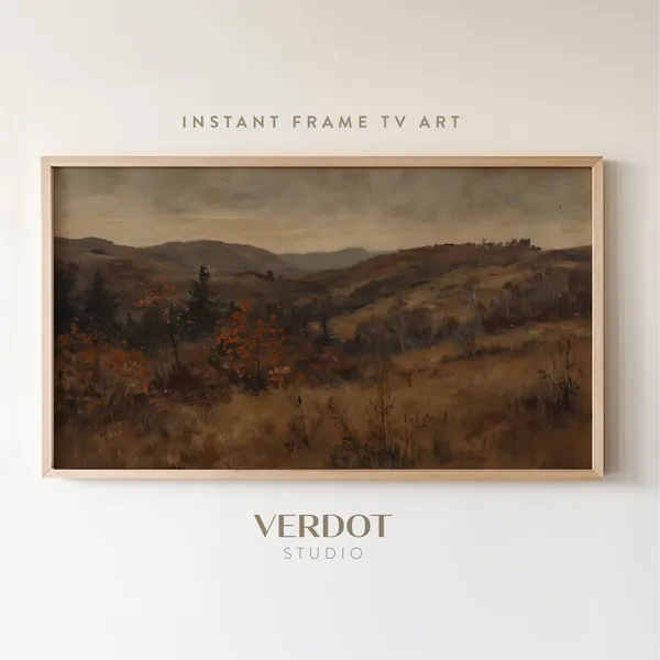 Rustic Dark Fall Landscape, Vintage Autumn Art Print