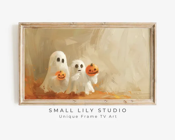 Halloween Cute Ghosts Holding Pumpkins Art Print