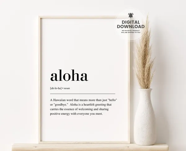 Aloha Definition Art Print, Hawaiian Decor