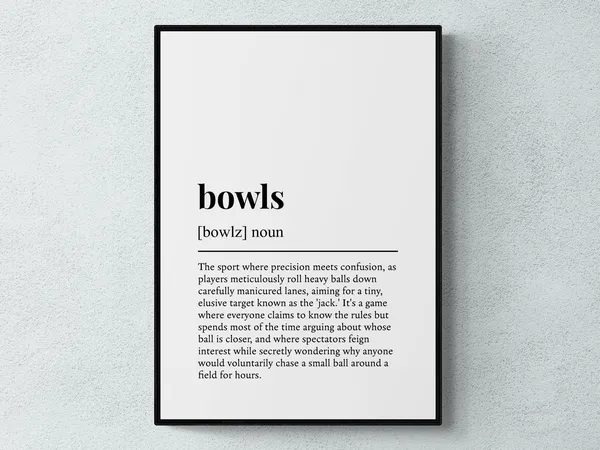Bowls Funny Definition Typography Wall Art Print