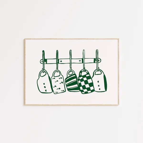 Green Tea Cup Mid-Century Modern Art Print
