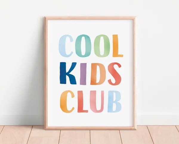 Cool Kids Club Poster, Rainbow Playroom Decor