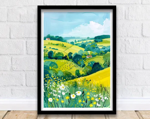 Chiltern Hills England Travel Poster, British Art