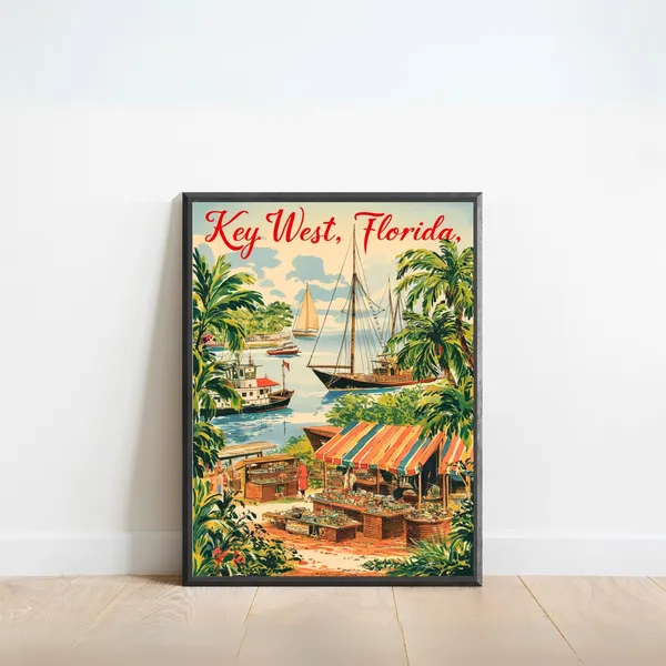 Key West Vintage Travel Poster, Florida Art Print