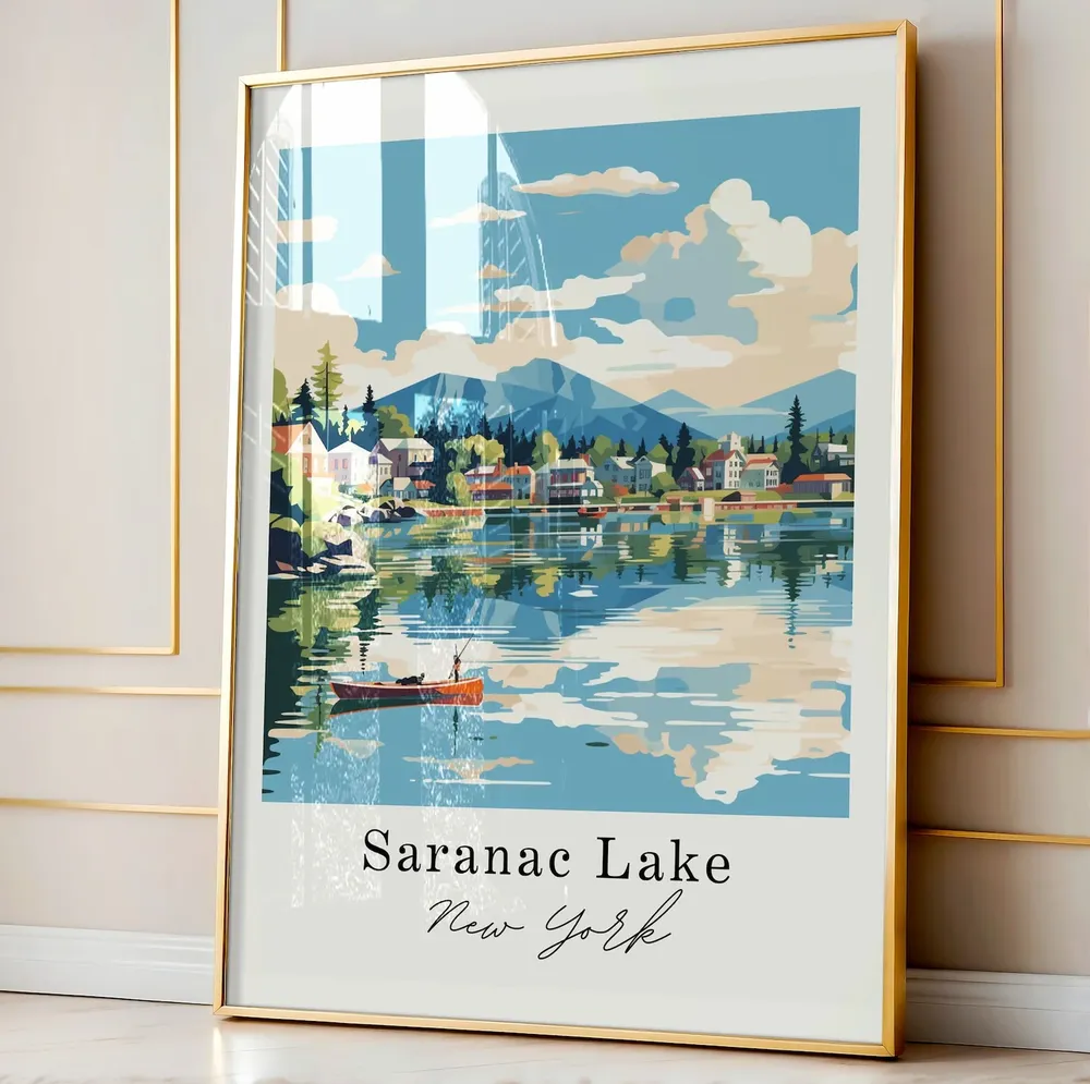 Saranac Lake Traditional Travel Poster, New York - Image 3