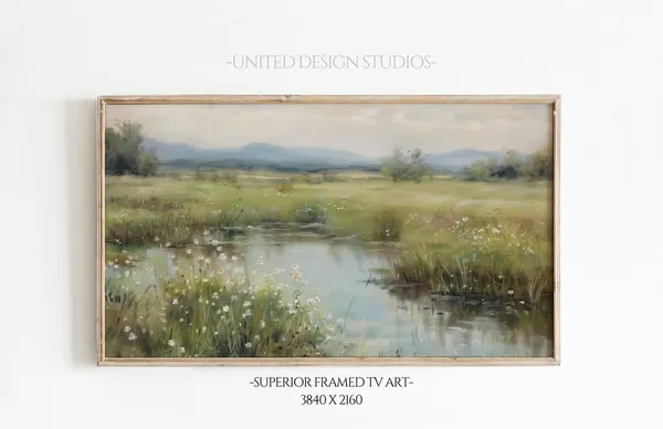 Wildflowers Pond Farmhouse Flowers Art Print