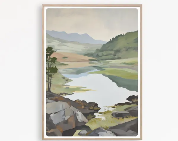 Windermere England Painting, Lake District Art Print