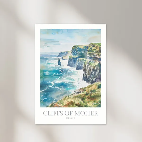 Cliffs Of Moher Ireland Watercolor Art Print