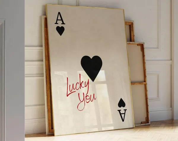Lucky You Ace Of Hearts Retro Motivational Poster