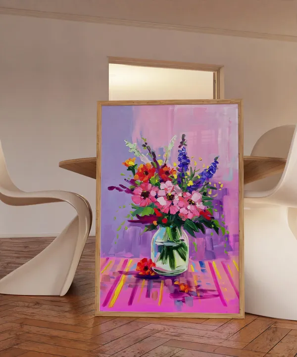 Flowers in a Vase Gouache Botanical Art Print