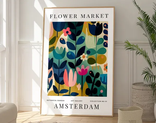 Amsterdam Flower Market, Boho Botanical Art Print