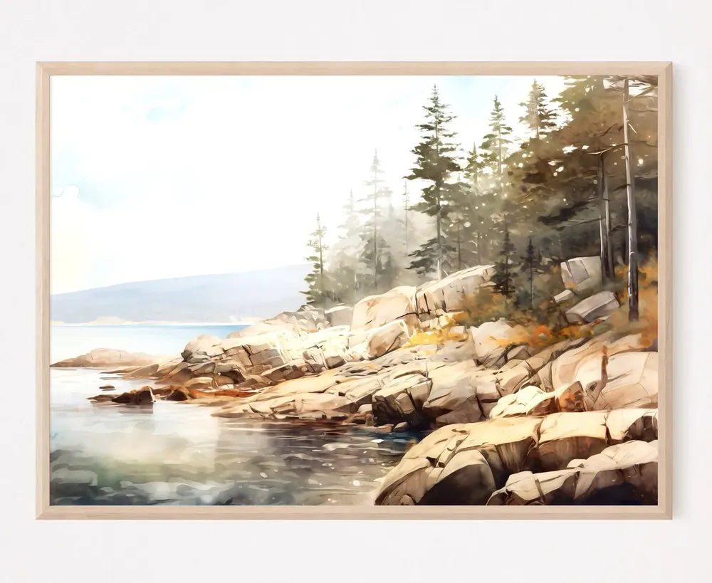 Acadia National Park Watercolor Art Print, Maine Coast - Image 2