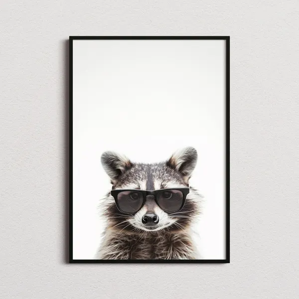 Funny Raccoon in Sunglasses Kids Bedroom Poster
