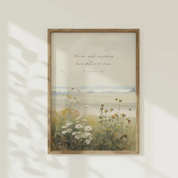 Ecclesiastes 3:11 Wildflower Farmhouse Floral Art Print