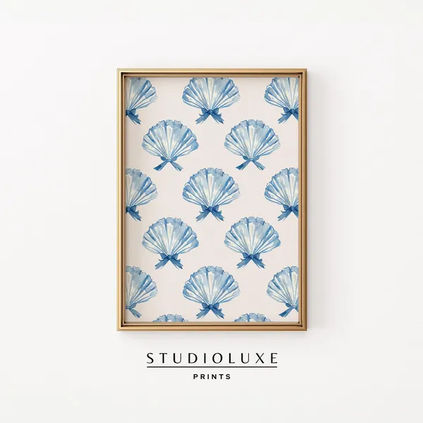 Seashell Coquette Minimalist Poster, Beach Coastal