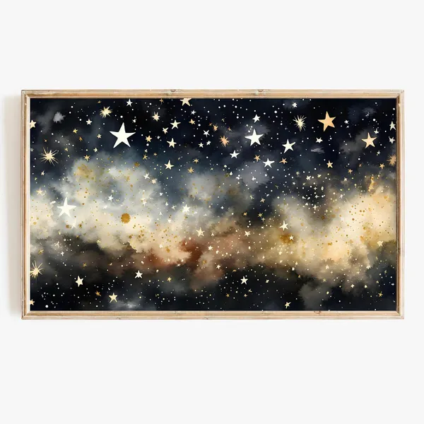 Abstract Night Stars Watercolor Art Print