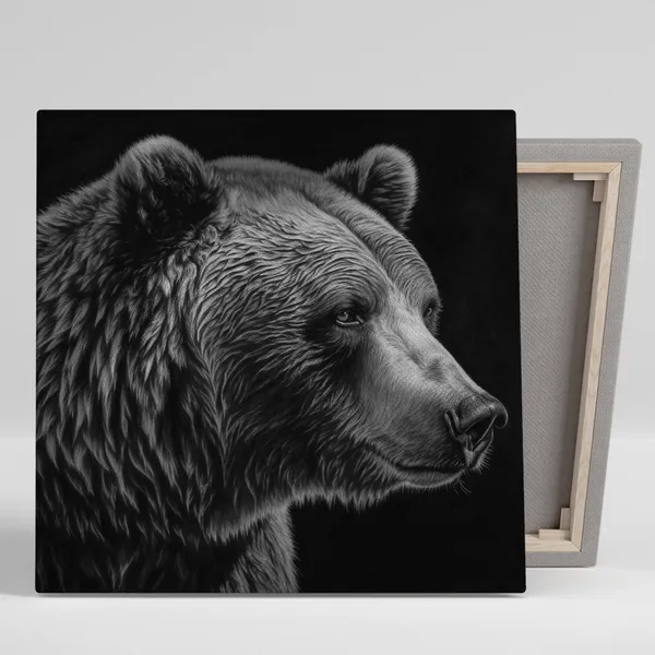 Bear Portrait Art Print, Rustic Modern Minimalist