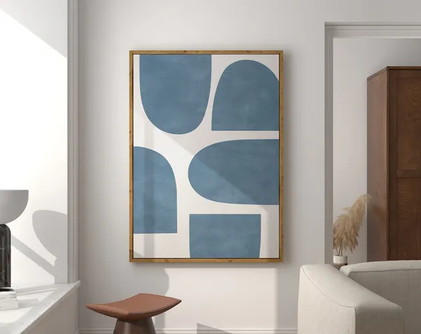 Minimalist Blue Light Beige Tones Mid-Century Poster