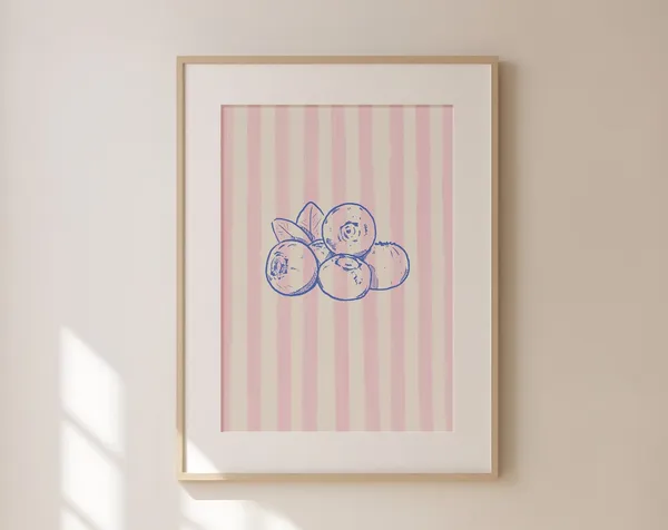 Blueberry Print, Vintage Nursery Decor Art Print