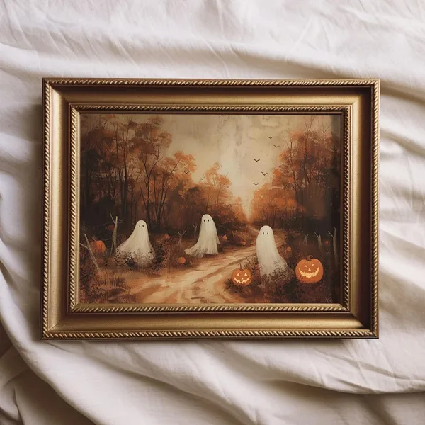 Moody Ghost Painting, Vintage Style Halloween Art Print