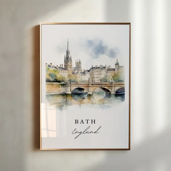 Bath England Travel Poster, Custom Text Art Print