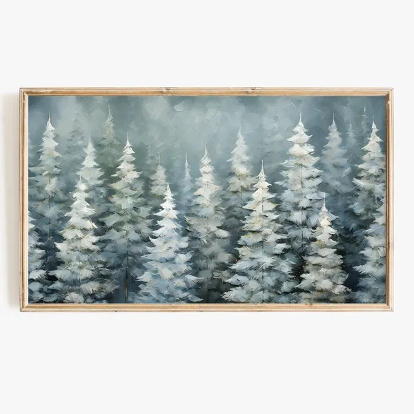 Vintage Winter Christmas Pine Tree Art Print