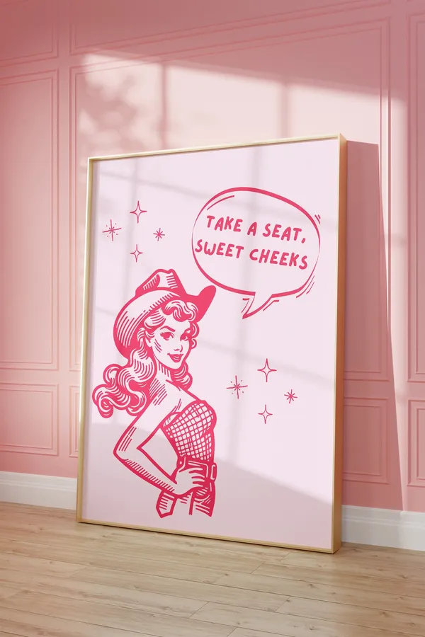Take A Seat Sweet Cheeks Western Bathroom Art Print