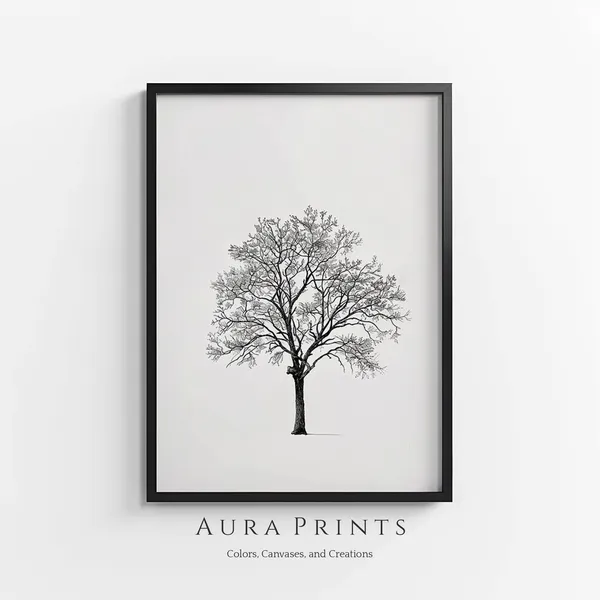 Oak Tree Pencil Sketch, Neutral Nursery Art Print