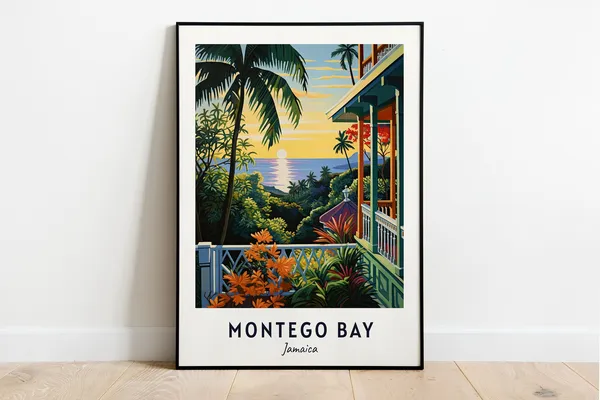 Montego Bay Jamaica Travel Poster, City Print