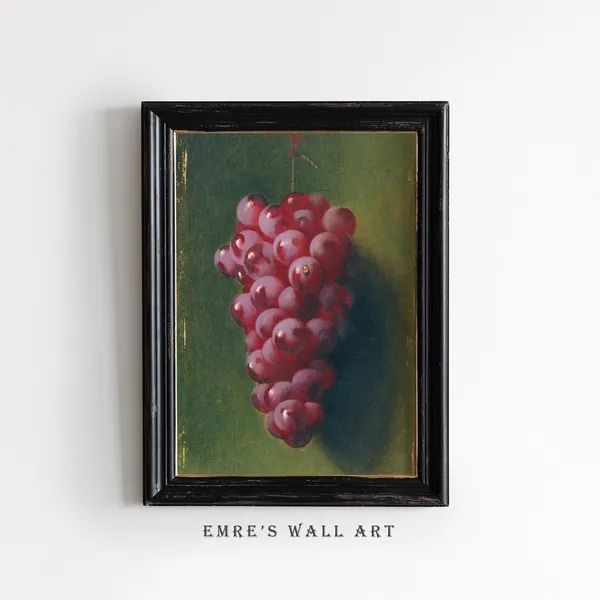 Grape Oil Painting Vintage Kitchen Still Life Art Print