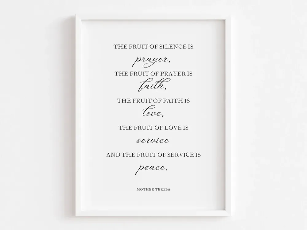 Mother Teresa Quote Art Print, Christian Wall Decor