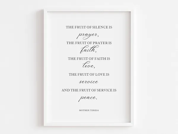 Mother Teresa Quote Art Print, Christian Wall Decor