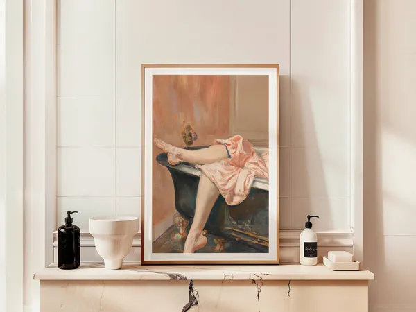Classical Woman Bathroom Vintage Midcentury Art Print