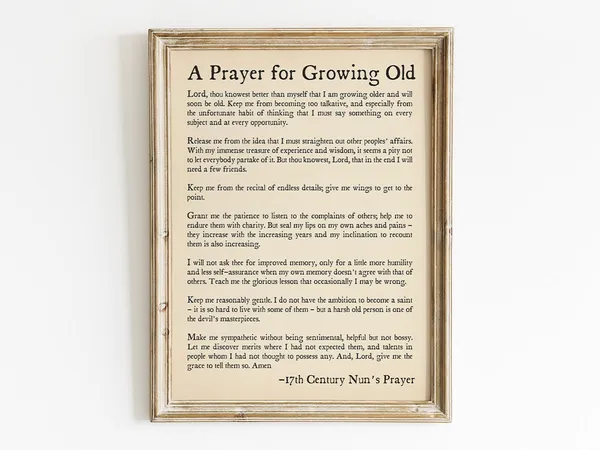 A Prayer For Growing Old Age, Vintage Scripture Print