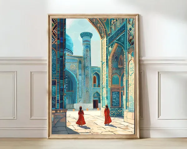 Samarkand Illustration Travel Poster, Uzbekistan