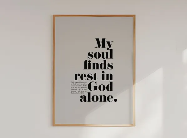 Psalm 62 Scripture Wall Art Print, Christian Verse