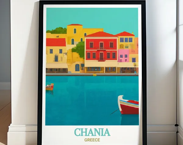 Chania Art Deco Posters, Venetian Harbor Travel Poster