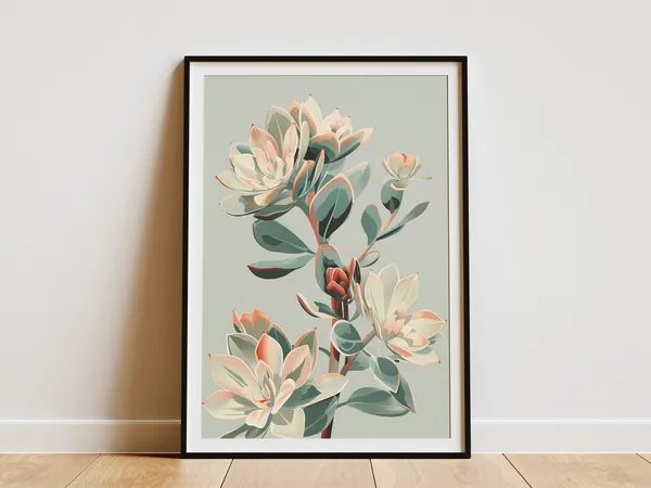Minimalist Succulent Plant Art Print, Modern Botanical