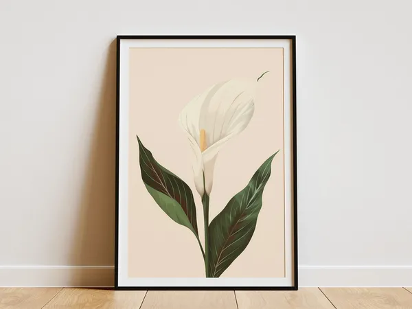 Peace Lily Poster, Minimalist Botanical Art Print