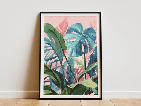 Tropical Leaves Minimalist Boho Art Print