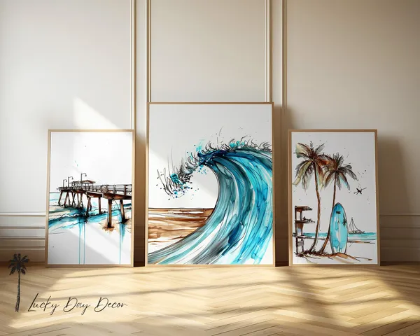 Vintage Surfer Pier Wave Beach Collection of 3