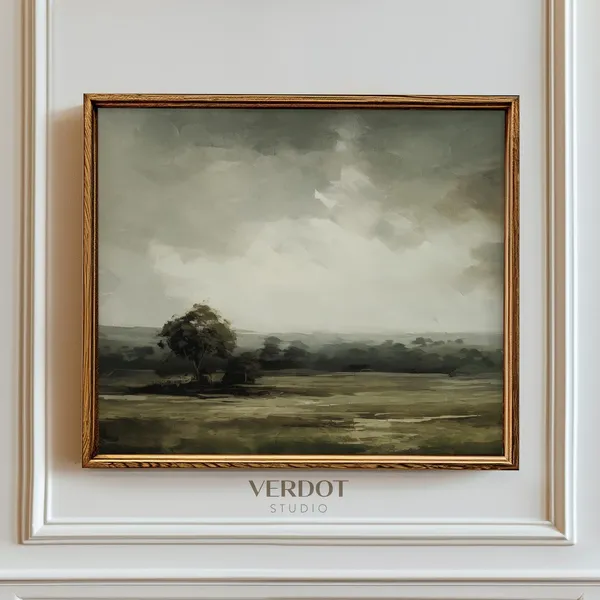 Moody Dark Landscape Painting, Victorian Country Scenery