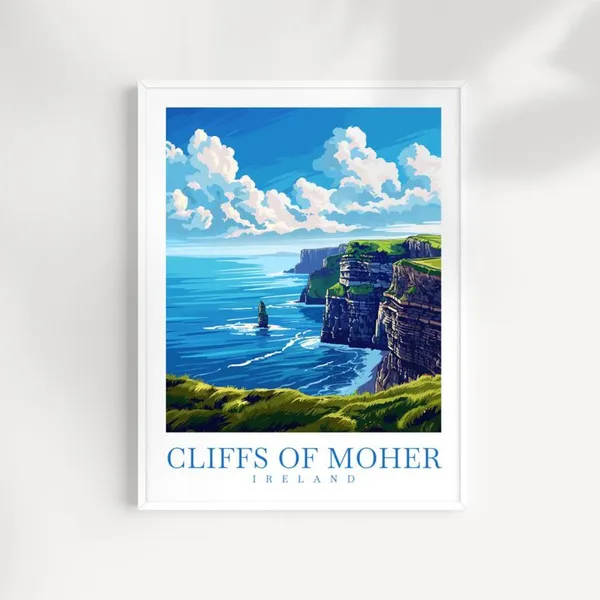 Cliffs Of Moher Travel Poster, Ireland Wall Decor