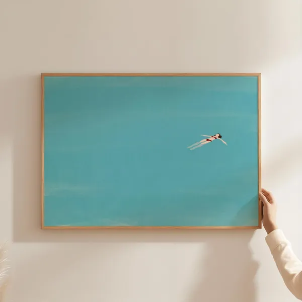 Girl Floating In Pool Horizontal Beach Art Print