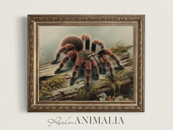 Mexican Red Knee Tarantula Vintage Watercolor Art Print
