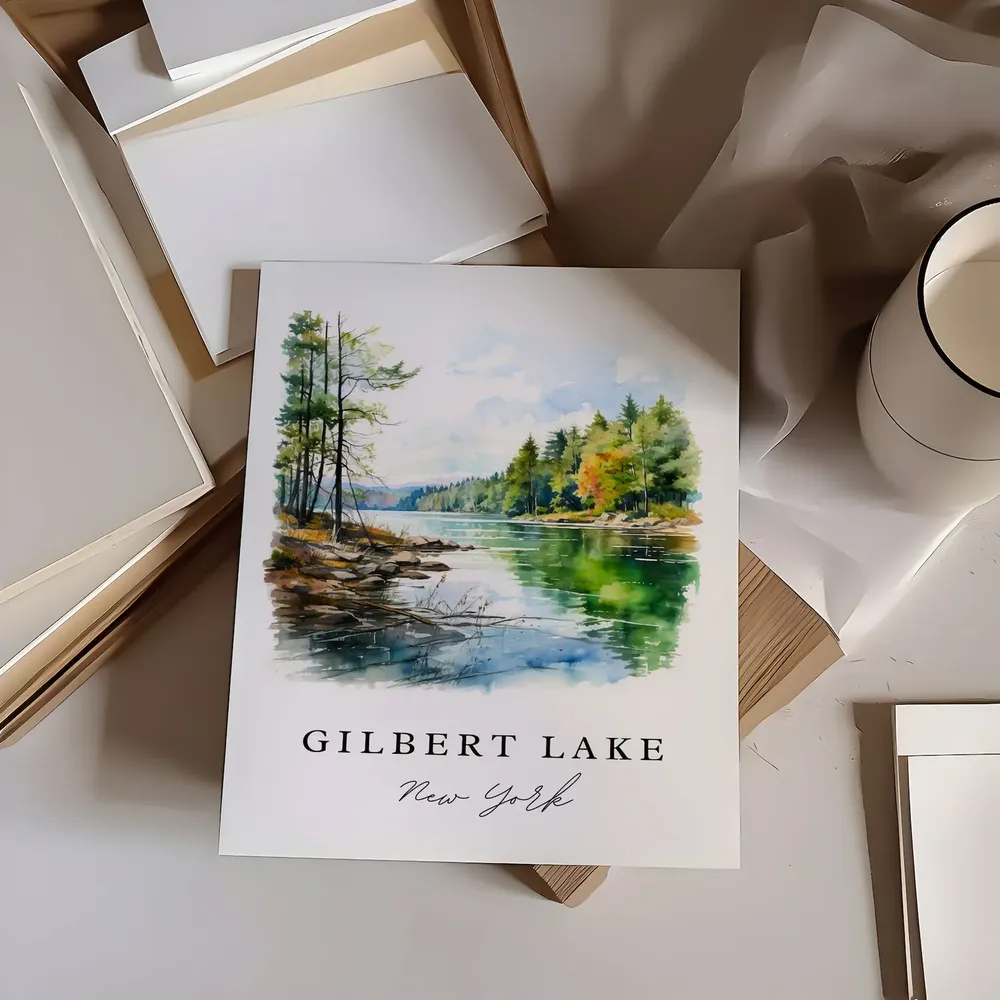 Gilbert Lake NY Travel Poster, New York Wall Art - Image 6