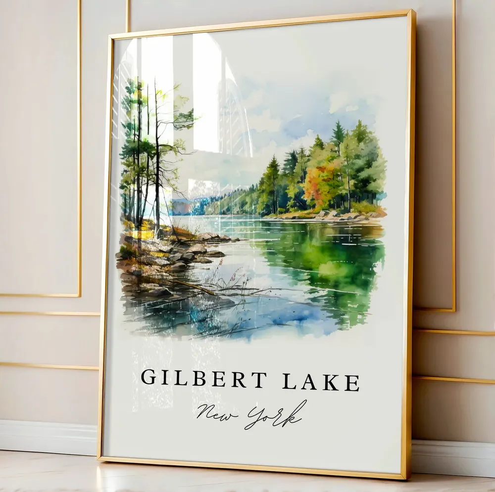 Gilbert Lake NY Travel Poster, New York Wall Art - Image 3
